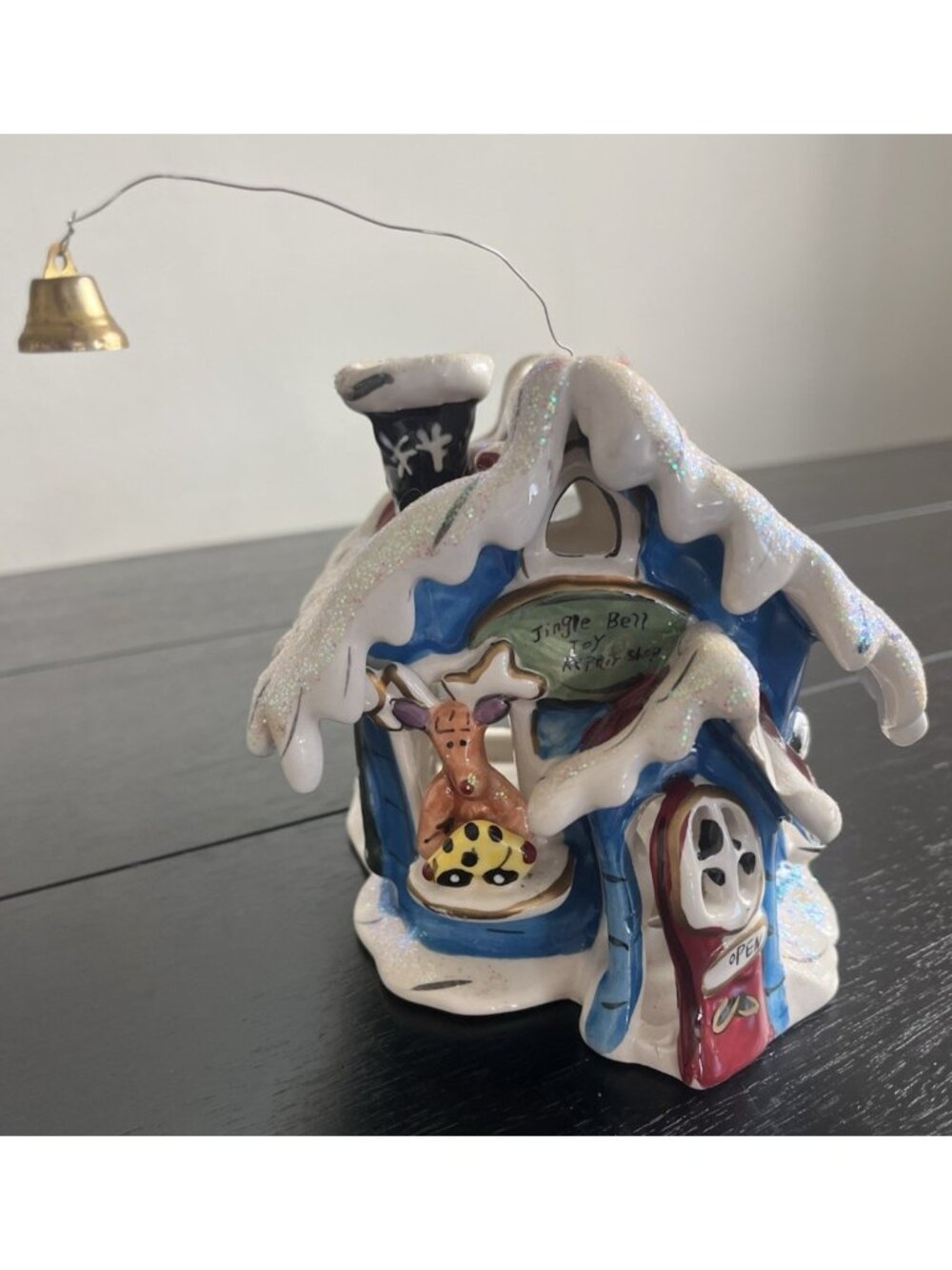 Blue Sky Clayworks Jingle Bell Toy Repair Shop Candle House Christmas Decor